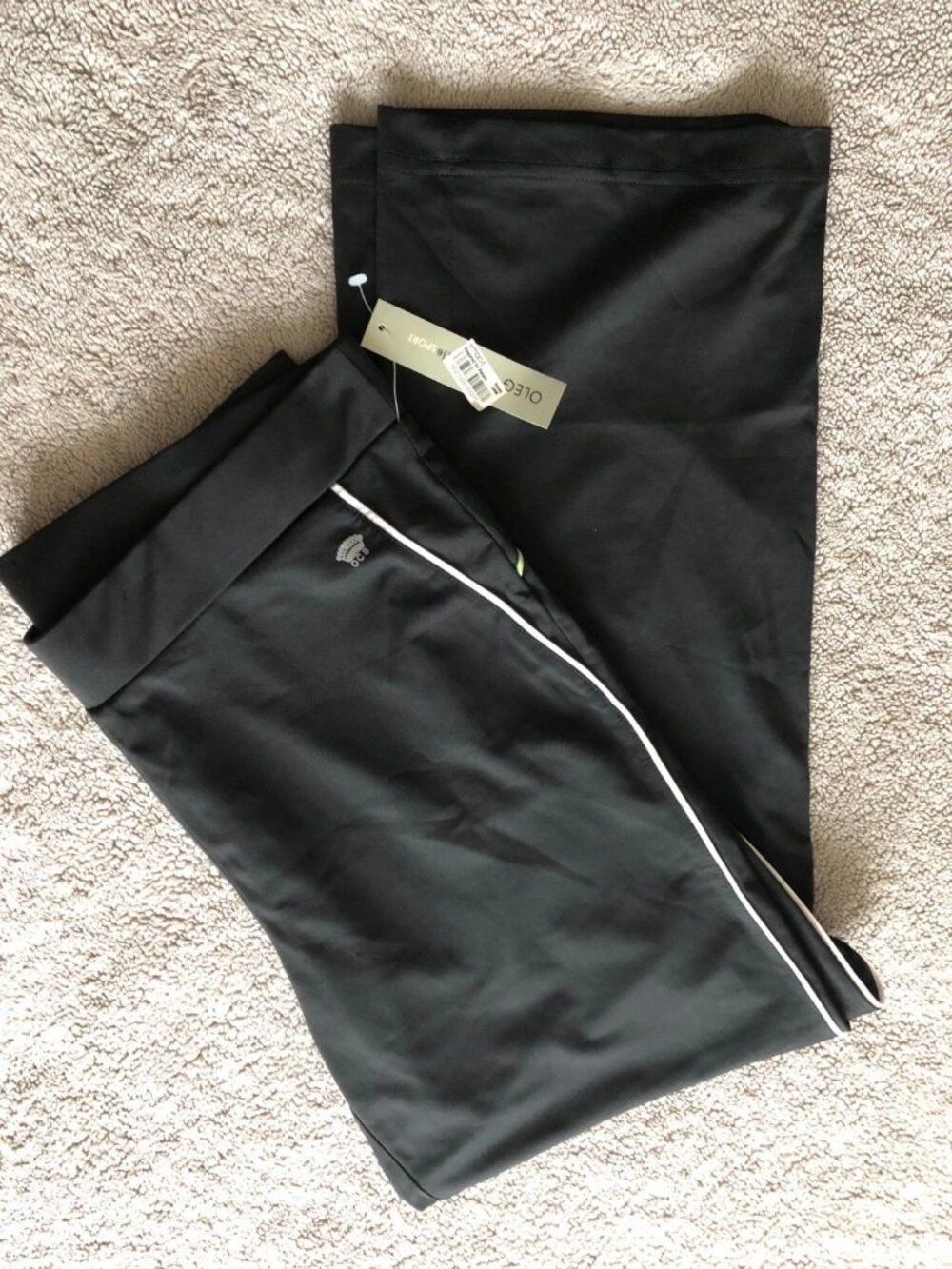 Oleg Cassini Womens Size Medium Black White Side Stripes Activewear Track Pants